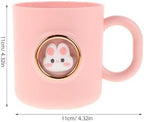 FRCOLOR Kids Toothbrush Cup with Handle, Cartoon Bunny Animal Mouthwash Cup for Children Brushing Teeth, Reusable Plastic Rinse Tumbler for Bathroom Sink and Travel 4.72X3.34X3.14In
