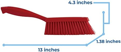 Vikan 45894 Bench Cleaning Brush, Polypropylene/Polyester Medium Bristle Dustpan Brush & Sweeper, 14 Inch, Red