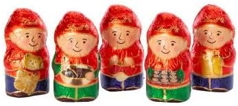easter Lindt.sMilk Chocolate Elf Figures, Festive Gift Tray Box, 5 Pack of Individually Foil Wrapped Milk Chocolates Mini Hollow Elf Candy, Perfect Basket Filler & Decoration