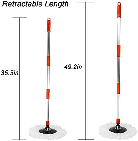 Spin Mop Pole Handle Replacement, Home Floor 360 Degrees Rotating Telescopic Replacement Handle Cleaning Tool Accessories Enhanced Thickened Version for Cleaning Home Office (Black)