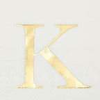 Sparkle and Bash 100 Count Letter K Cocktail Napkins - Gold Initial Napkins 3-Ply and Personalized Style for Wedding Reception and Party Foil Table Decoration - 4 x 8 in, White Gold