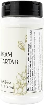 Olive & Vine Cream of Tartar, Subtle Tang, For Baking & Meringues, Rich Tradition, Authentic Taste, For Global Recipes (1 Pound)