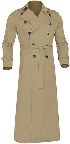 FONMA Trench Coat Men Winter Slim Coat Trench Lapel Long Jacket Double Breasted Overcoat Soft Elegant windbreaker