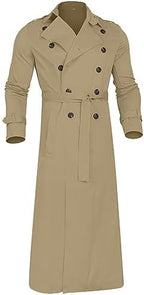 Waterproof Trench Coat Men Winter Trenchcoats Lapel Long Jacket Double Breasted Overcoat Soft Elegant Windbreaker
