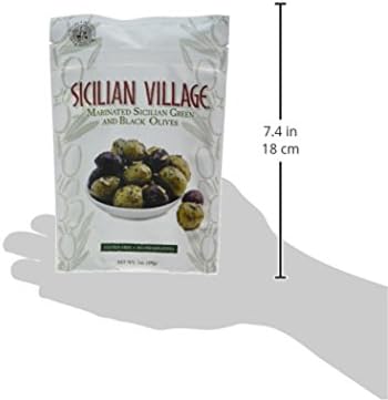 Sicilian Village Marinated Green and Black Olives, 7 Ounce