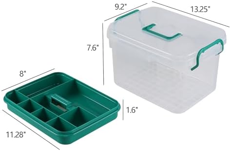 1 Pack Plastic Medicine Storage Kit with Tray, First Aid Storage Box with Handles, Clear Household First Aid Organizer
