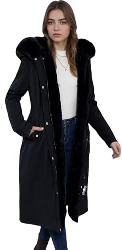 RISISSIDA Women Winter Parka Puffy Coat for Deep Cold,Thicken Puffer Jacket with Long Fur Collar Hooded,Warm Bubble Overcoat