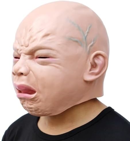 CreepyParty Releastic Human Mask Novelty Halloween Costume Party Latex Head Masks (crying)