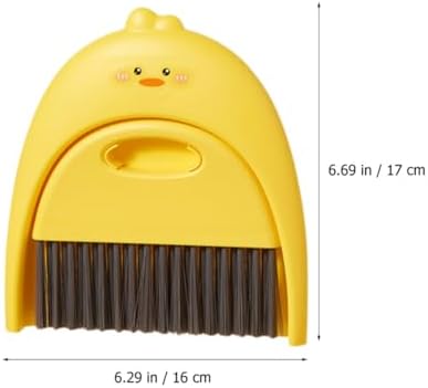 MAGICLULU Mini Broom and Dustpan Set, Cartoon Yellow Bird Design, Small Desktop Sweeping Brush for Table and Car Interior Cleaning, Portable Handheld Air Vent and Keyboard Detail Cleaner