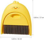 MAGICLULU Mini Broom and Dustpan Set, Cartoon Yellow Bird Design, Small Desktop Sweeping Brush for Table and Car Interior Cleaning, Portable Handheld Air Vent and Keyboard Detail Cleaner