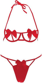Sexy Lingerie Set for Women, Bow Lingerie Underwire Bra and Panty Sets for Women Christmas Valentines Outfits