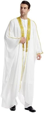 Men Muslim Arabic Embroidery Long Sleeve Chiffon Robe Dubai Turkey Abaya Cardigan Patchwork Kaftan