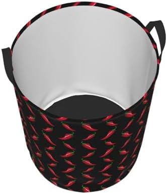 Black Chili Peppers Laundry Basket Waterproof Collapsible Round Laundry Hamper Toys Clothes Organizer Gift Basket For Room Small