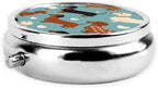 Dachshund Printed Pill Organizer,Round Travel Pill Organizer mini Medicine Pill Box for Purse Iron Plating