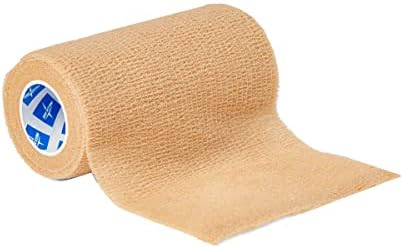 Medline Self-Adherent Cohesive Wrap Bandage, Latex-Free, 4" x 5 yd, Tan, 18 Count