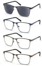 MODFANS Men Reading Glasses Blue Light Blocking Glasses Metal Square Readers Stainless Steel Material Anti Eyestrain/Glare/UV