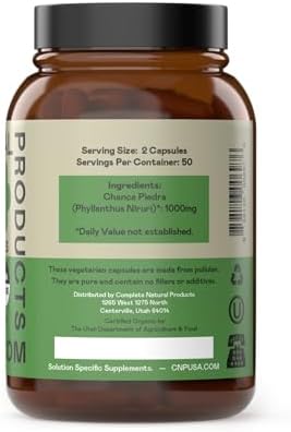 Chanca Piedra Organic Capsules 500mg - Phyllanthus Niruri Stonebreaker Extract, Kidney Gallbladder Liver Support, 100 Chanca Piedra Capsules, Non GMO, Alcohol Free, Vegan Herbal Supplement Made in USA