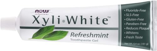 NOW Foods Solutions, Xyliwhite™ Toothpaste Gel, Refreshmint, Cleanses and Whitens, Fresh Taste, 6.4-Ounce (Pack of 4)