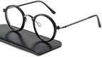 JOLLYNOVA Retro Round Blue Light Blocking Reading Glasses for Women Men,Metal Anti UV Readers (Black & Single Vision, 2.5, x)