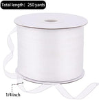 Hapeper 250 Yards 1/4 Inch Narrow Sheer Organza Chiffon Ribbon for Crafts Making, Gift Wrapping (White)
