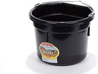 Little Giant® Flat Back Plastic Animal Feed Bucket | Animal Feed Bucket with Metal Handle | Horse Stall Feeding and Watering Supplies (Black, 8 Quart)