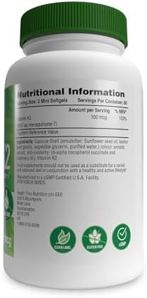 Health Thru Nutrition Vitamin K2 (MK-7) 100mcg – 120 Softgels | Menaquinone-7 | Highly Bioavailable K2 Supplement | Non-GMO, Soy-Free, Gluten-Free