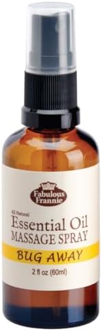Fabulous Frannie Bug Away Healthy Massage Spritz Made with Carrier Oils and Citronella, Lavender, Eucalyptus and Lemongrass Essential Oils 2oz