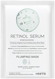 Rejuvenating Retinol Sheet Mask Korean Vegan Wrinkle Lifting, Plumping and Moisturizing Sheet Mask, Retinol, Ceramide, Hyaluronate 10EA