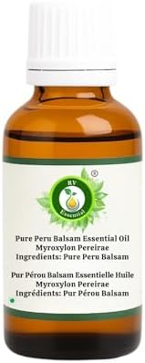 R V Essential Pure Peru Balsam Essential Oil 15ml (0.507oz)- Myroxylon Pereirae (100% Pure and Natural Steam Distilled)