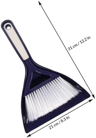 MERRYHAPY Mini Broom and Dustpan Set, Household Table Broom with Portable Hand Brush, Blue Compact Cleaning Kit for Office and Home Desktop Use
