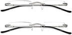 Mini Rimless Reading Glasses - Slim Compact Metal Readers with Spring Hinge for Men and Women 2 Pairs