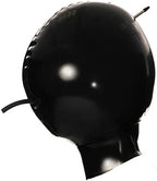 Latex Hood Inflatable Mask with Mouth Tube Full Face Inflation Breathing Zipped Latex Mask