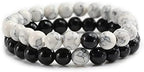 2Pcs Matte Lava Rock Volcanic Stone Beads Stretch Bracelet Stacking Frosted Gemstone Turquoise Seed Bracelet for Men Women Couple Stress Relief Aromatherapy Jewelry Gift