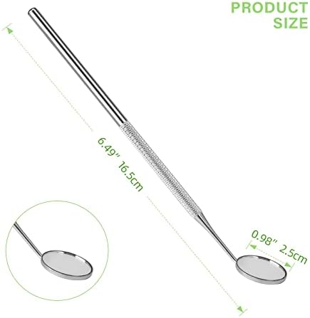 Dental Mirror Stainless Steel with Handle 6.5", Dentist Tool for Teeth Cleaning Plaque, Mouth Inspection, Lash Extension Mirror, Eyelash Extensions Dental Mirror Inspect Instrument Makeup - Pack of 2