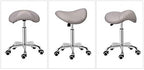 Kaleurrier Saddle Stool Rolling Swivel Height Adjustable with Wheels,Heavy Duty Saddle Chair,Ergonomic Stool Chair for Hair Salon Lab Clinic Dental Massage Home Office Kitchen (Grey, Without Back)