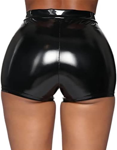 Women's Gothic Shorts Punk Dance Sexy Black Irregular Short Pants High Waist Slim Bodycon Bandage Shorts