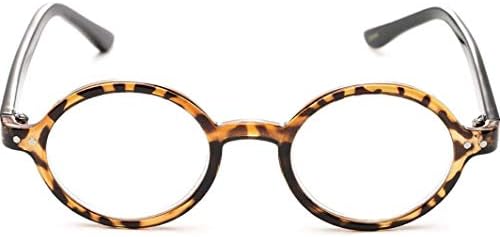 The Scholar Round Readers Reading Glasses for Men and Women, + 3.25 Brown Tortoise and Black