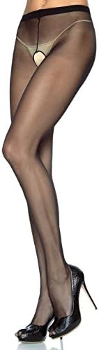 Leg Avenue Women's Sheer Nylon Crotchless Pantyhose