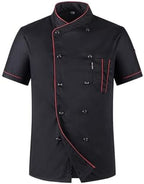 Men's Chef Coat Uniform Short Sleeve Cook Jacket Restaurant Kitchen Work Breathable Clothes