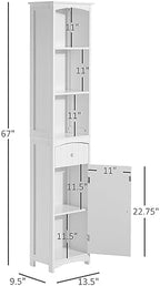 HOMCOM Bathroom Storage Cabinet, Free Standing Bathroom Storage Unit, Tall Linen Tower with 3-Tier Shelves and Drawer, White