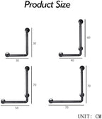 L-Shaped Shower Handrail,Stainless Steel Safety Handrail Support Rod,30-70cm Toilet Handle,Suitable for Elderly Disabled and Pregnant Women (Color : White, Size : 40cm)