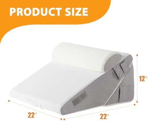 3PCS Wedge Pillow Set for After Surgery, Adjustable 9&12 Inch Bed Wedge Pillow for Sleeping, Incline Pillow Wedge for Headboard, Post Surgery, Acid Reflux, Neck&Back Support, White/Grey