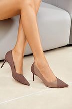 Coutgo Womens Pointed Toe High Heels Pumps Patent Suede Stiletto Heel Slip on Office Party Wedding Dress Shoes