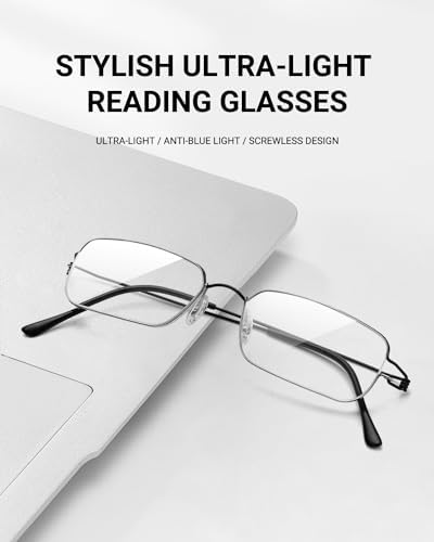 LUFF Ultra Light Reading Glasses for Men/Women,Stylish Blue Light Blocking Computer Glasses,Screwless HD Readers Eyeglasses