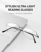 LUFF Ultra Light Reading Glasses for Men/Women,Stylish Blue Light Blocking Computer Glasses,Screwless HD Readers Eyeglasses