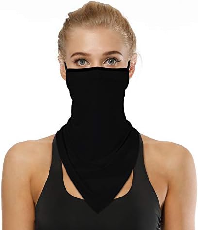 YAYOUREL Neck Gaiter Face Mask Bandanas for Men Women UV Face Scarf Cover Ear Loop Hole Facemask for Fishing Running Cycling