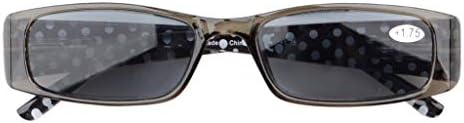 Eyekepper Spring Hinges Polka Dots Patterned Temples Rectangular Reading Sunglasses Sunshine Readers +1.25