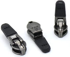 YKK #3 Coil Automatic Black Rubber Tab Antique Silver Sliders - 3 Sliders Per Pack - Made in The United States