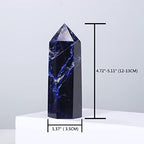 Runyangshi Large Sodalite Natural Healing Crystal Wand 4.72"-5" Blue-Veins Stone Quartz Tower 6 Faceted Single Point Crystals Prism Wand for Meditation Reiki Chakra Therapy Home Decor Gift