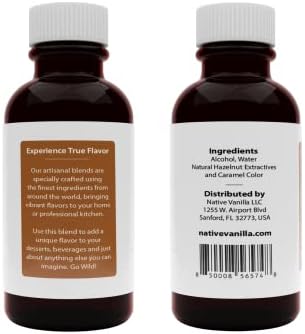 Native Vanilla - Pure Hazelnut Flavor - 4 Fl Oz - Pure Flavors and Extracts - Perfect for Cooking, Baking, and Dessert Crafting